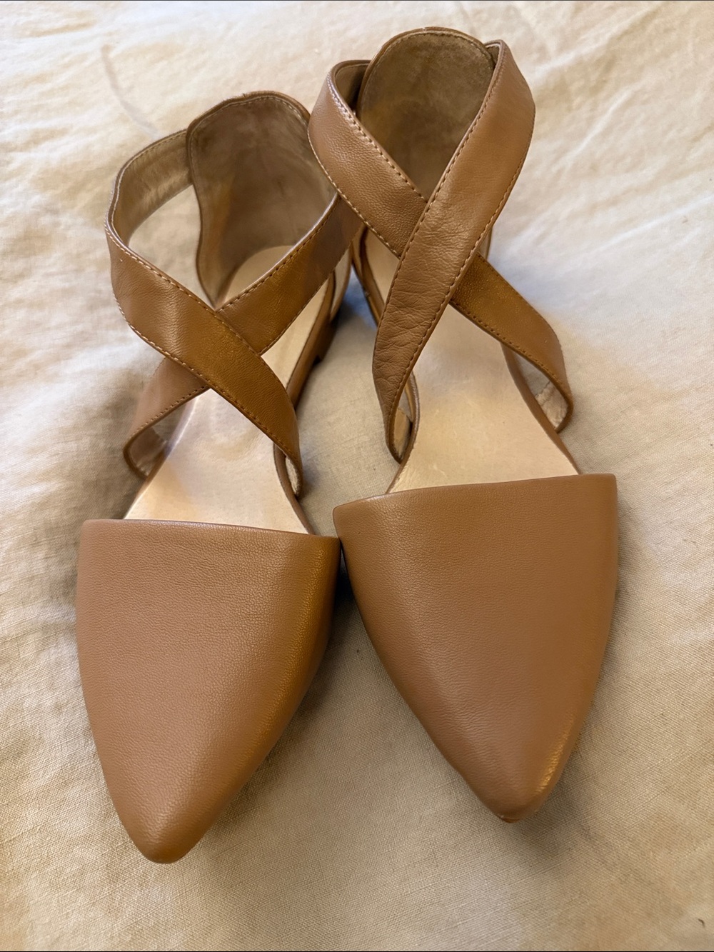 JJill Women’s Pointed Toe Crisscross Flat sandals  - Brown size 7